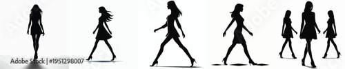 Canvastavla Vector silhouette of a woman walking