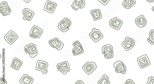 Abstract Mayan Glyphs Seamless Pattern Ancient Civilization Symbols.