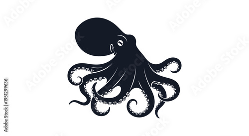 Stylized black octopus silhouette on white background