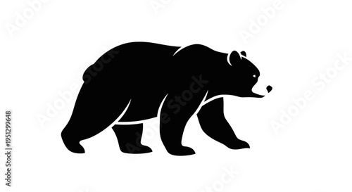Stylized black bear silhouette walking isolated on white