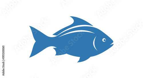 Stylized blue fish swimming sideways simple graphic icon