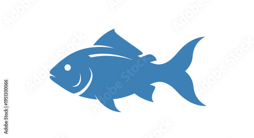Stylized blue fish symbol icon on white background