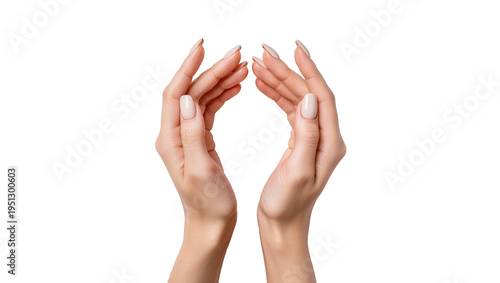 Tableau sur toile Isolated pair of female hands cupped together in a gesture of care and protectio
