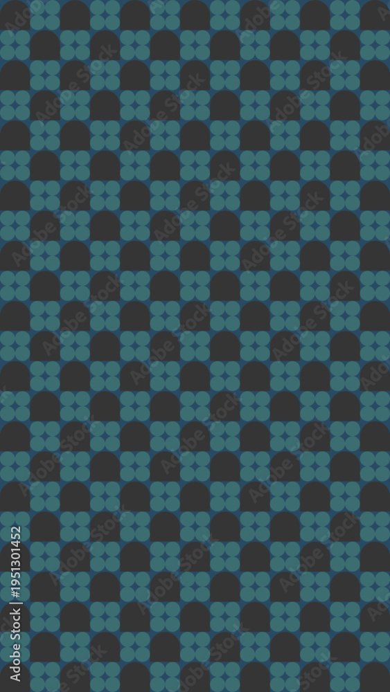 Fototapeta premium Blue Floral Checkerboard Pattern vector illustration