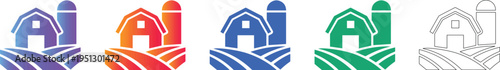 Modern Farm Silo and Barn Vector Icon Set icon set vol 027