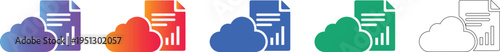 Cloud Document and Analytics Vector Set icon set vol 044