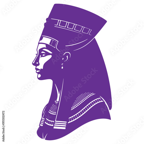 Ancient egyptian queen profile illustration isolated on transparent background