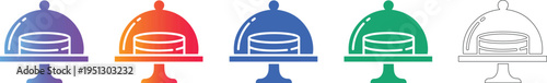 Restaurant Food Cloche Serving Icon Set icon set