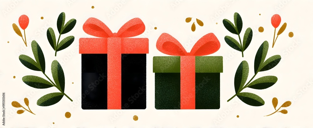 Obraz premium Celebrating the joyful spirit of giving with a charming and heartfelt gift swap design