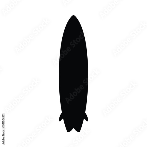 silhouette vector icon of surf board on white background