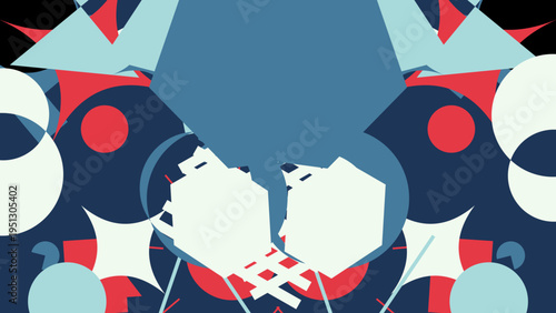 Abstract Geometric Pattern in Blue Red and White vector illustration