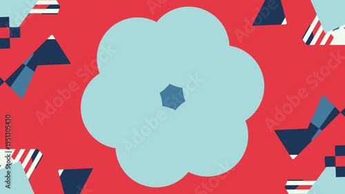 Abstract Flower with Geometric Pattern on Red Background vector illustration