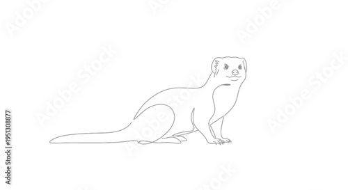 Minimalist line drawing of a weasel against a white background for design