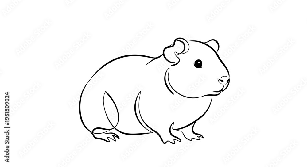 Obraz premium Line drawing of a guinea pig against a clean white background