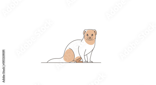 Minimalist illustration of a weasel sitting against a white background