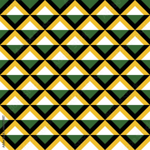 Seamless geometric pattern with layered diamond shapes creating optical drift illusion. Abstract retro background with rhythmic motion effect.