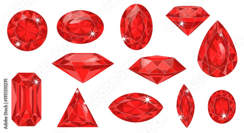 Assorted Red Gemstones Collection: Ruby Cuts and Shapes