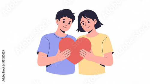 Loving couple holding a heart symbol together affectionate relationship romantic love concept tender moment