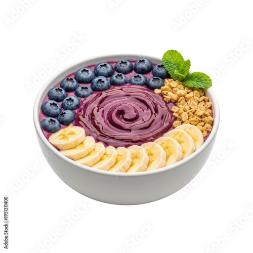 Acai bowl with blueberries banana and granola