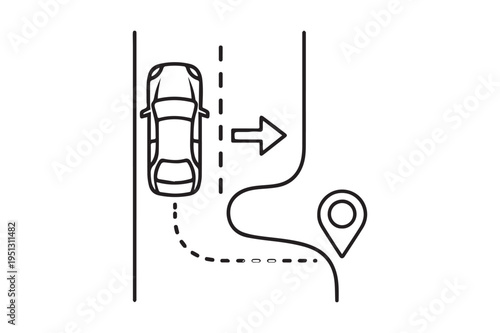 Car navigation route to a map destination
