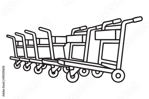 Collection of Outline Luggage Carts