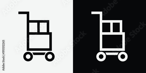 Contrast comparison of two luggage carts with different color schemes Vector
