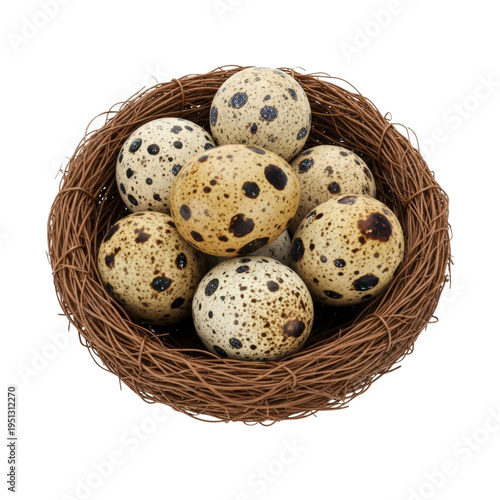 Quail eggs in a nest