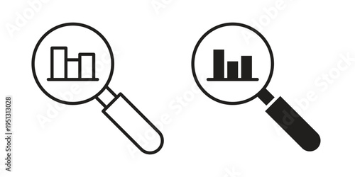 Analysis icon for mobile application, button and website design.