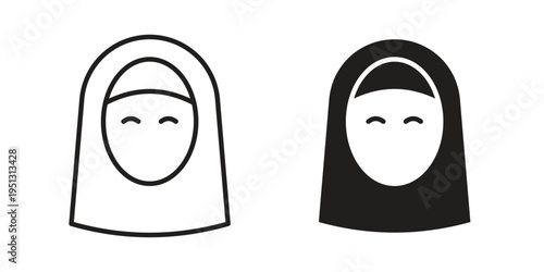 Arab woman icon for mobile application, button and website design.