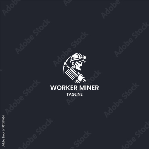 Worker miner logo template vector illustration design