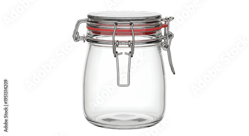 A clear glass jar with a metal clasp lid sits on a surface.