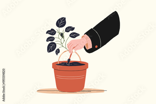 Eco-Conscious Artist Using Recycled Brush and Natural Pigments