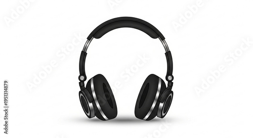 Black wireless headphones with silver accents on a white background perfect for music and podcast listening
