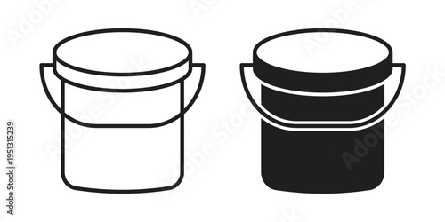 Bucket icon for mobile application, button and website design.