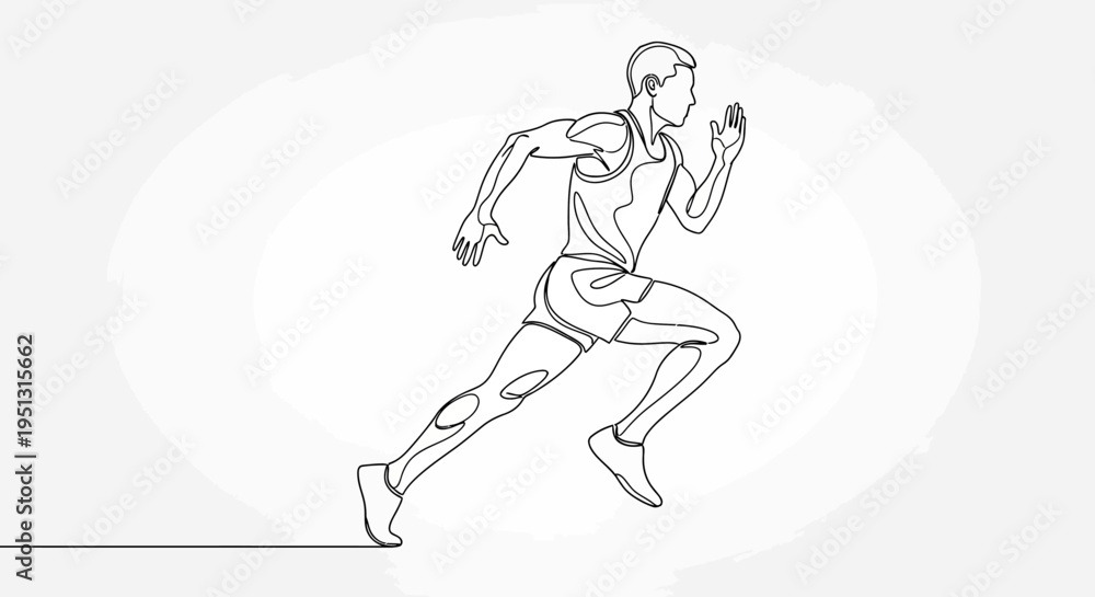 Obraz premium Running athlete illustration minimalist line art of a person in motion
