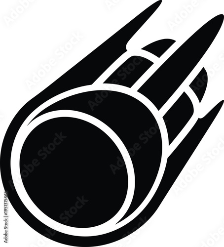 A sleek vector art illustration of a speeding spaceship hurtling through the cosmos.