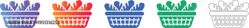 Bakery Bread Basket Vector Icons icon set