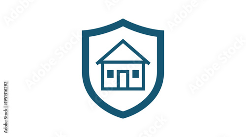 Home icon enclosed by shield symbol representing security and protection