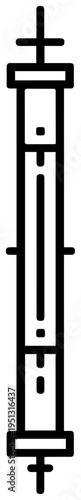 Simple black line art icon of a paschal candle symbolizing easter resurrection and religious celebration with a cross at the top and stylized flame representing spiritual renewal