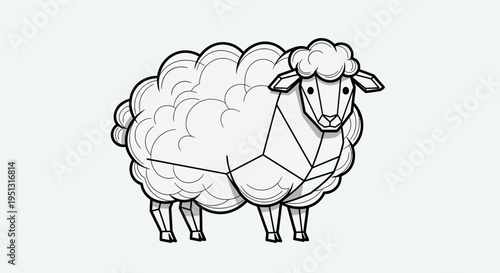Geometric sheep illustration on white background for design and projects