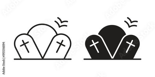 Cemetery icon for mobile application, button and website design.