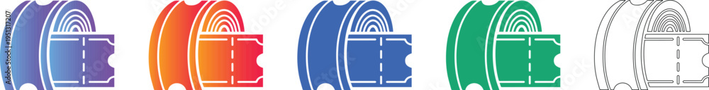 Fototapeta premium Ticket Roll and Single Ticket Vector Icons icon set