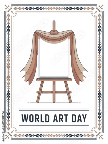 World Art Day with Blank Canvas on Easel Illustration