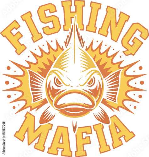 Fishing line wrapped around a red and white bobber with text fishing mafia fishing float desi