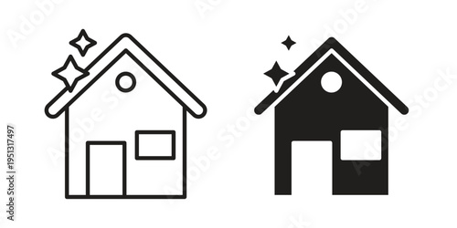 Clean house icon for mobile application, button and website design.
