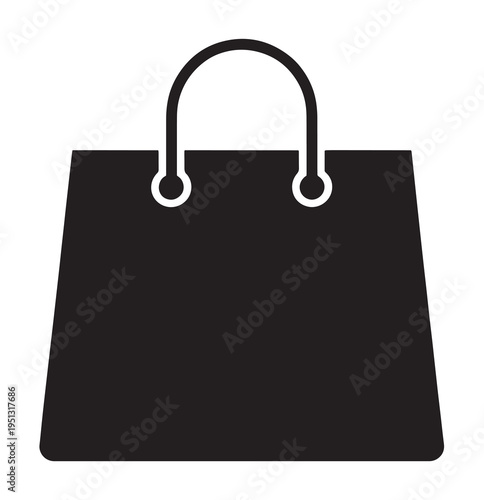 Simple black silhouette icon of a shopping bag, representing commerce, retail, and consumerism.