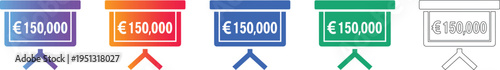 Euro 150000 Financial Growth Vector Icon Set icon set
