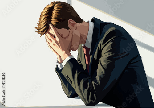 Pixel Art Man In Suit Facepalm Despair Sunlight