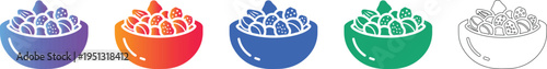 Snack Bowl Vector Icon Collection