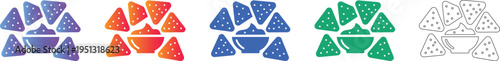 Nachos Bowl Vector Icon Collection